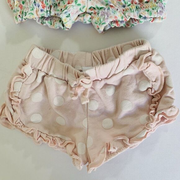 Shorts 2 Set Bundle Baby Girl 3-6 Months White Pink Floral Polka Dot Boho Preppy - Picture 3 of 8